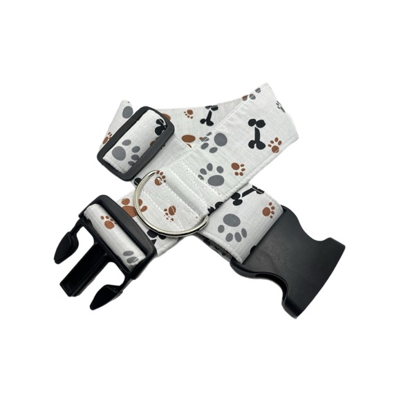 2” White Bones & Paw Prints Dog Collar - Picture 3 of 8